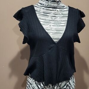 Wild Fable rib knit black cropped top